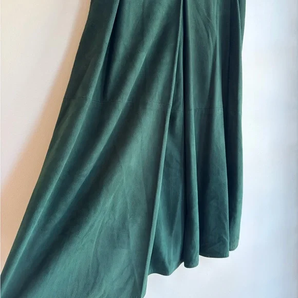 Carlisle Vintage Forest Green Suede Full Midi Skirt Size 10 - Picture 3 of 6